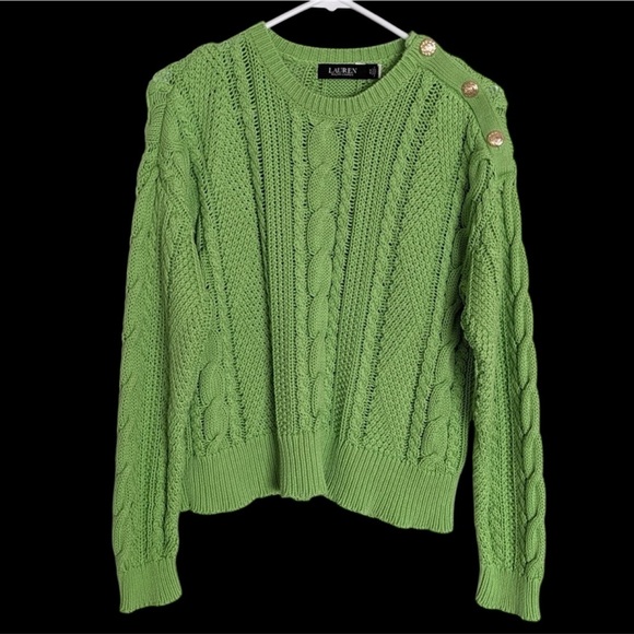Ralph Lauren Lime Cable Knit Sweater - Picture 1 of 10